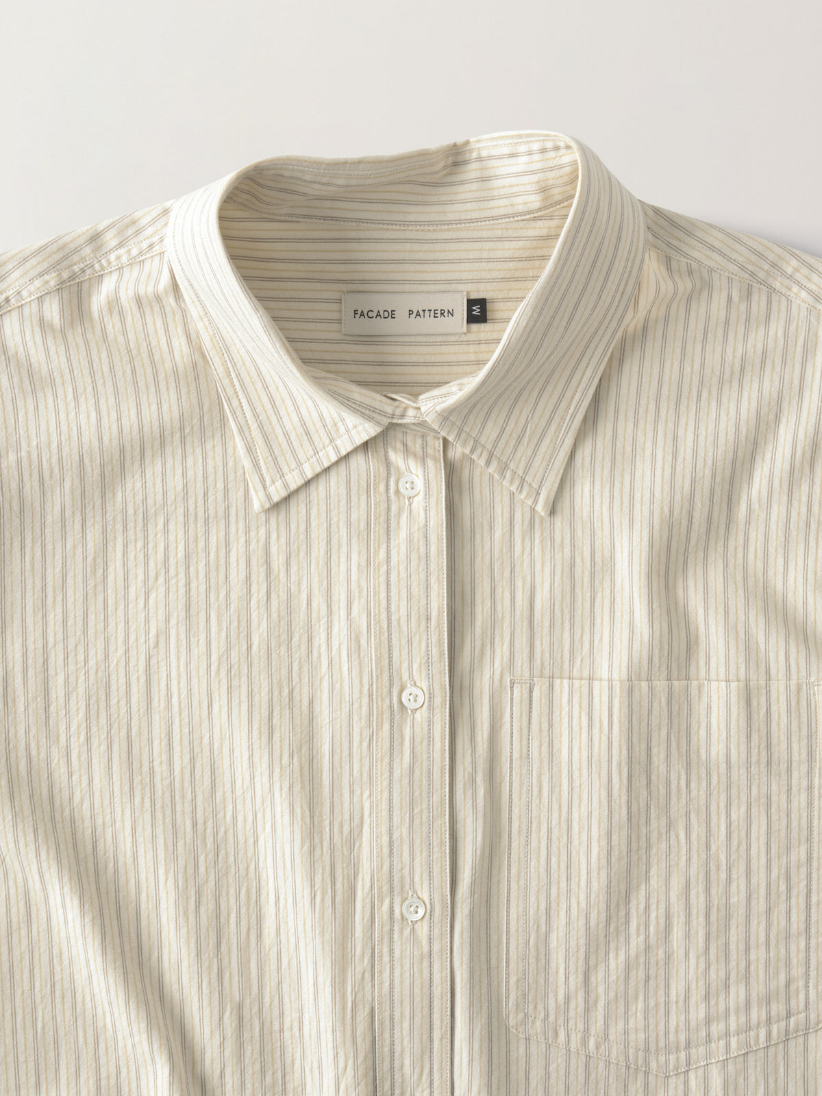 Stripe Cropped Shirt_cream