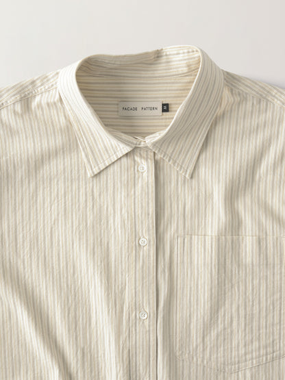 Stripe Cropped Shirt_cream