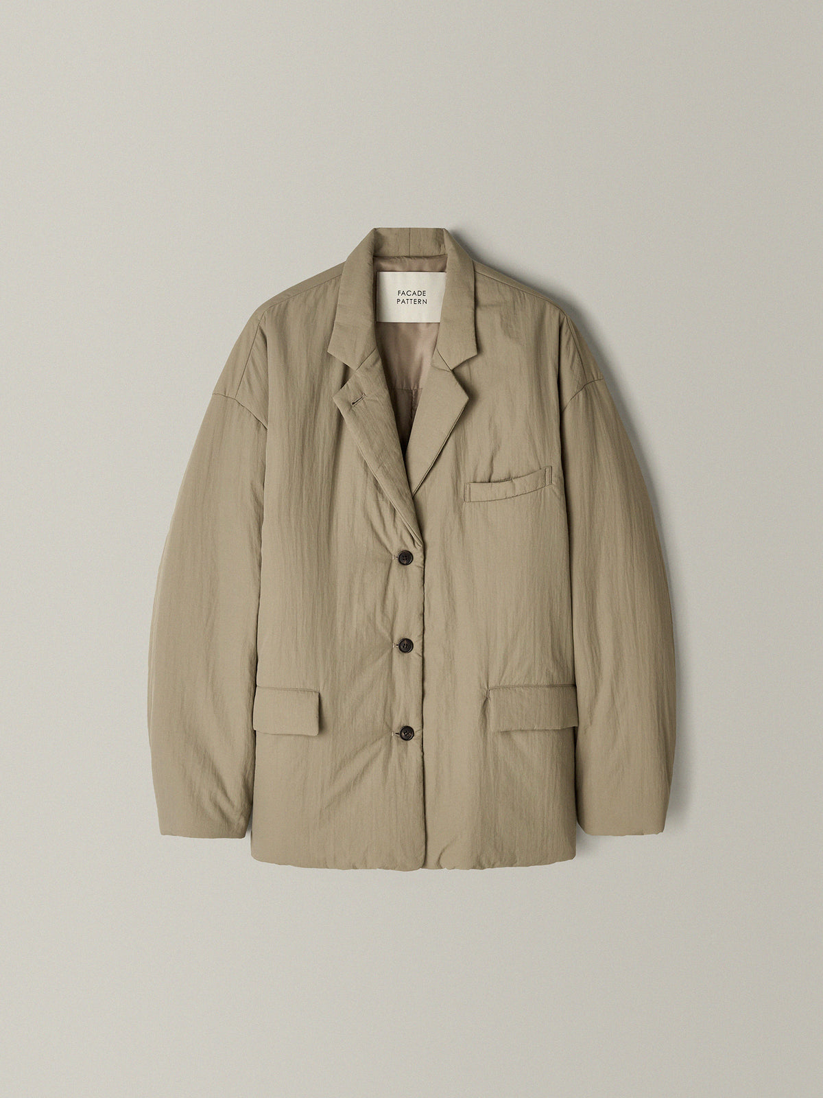 Padded Curved-Sleeve Blazer_mocha