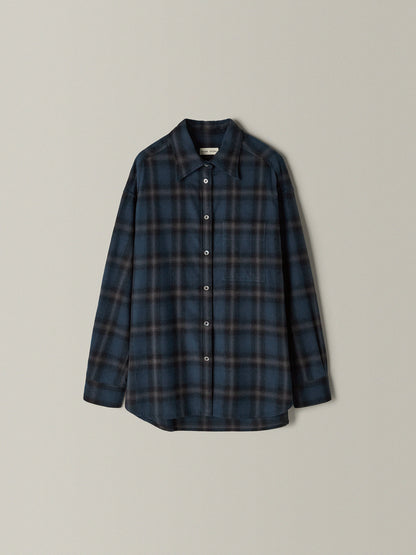Boyfit Flannel Shirt_Navy