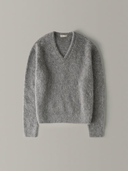 Alpaca V-Neck Sweater_grey