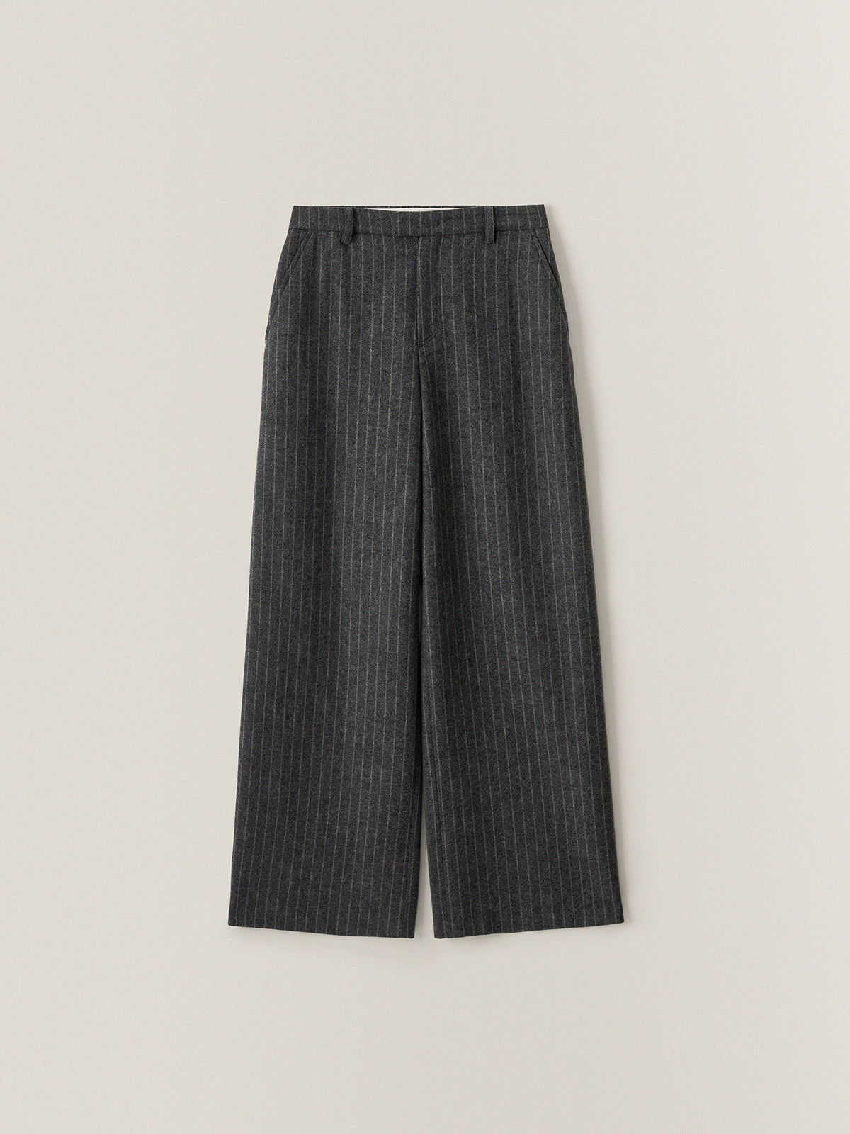 Relaxed Stripe Wool Pants_charcoal