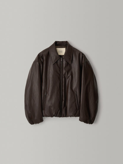 Leather Bomber Jacket_brown