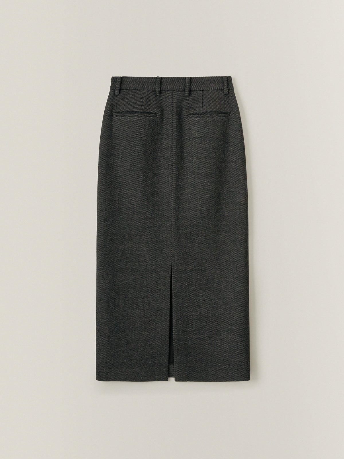 Wool Twill Maxi Skirt_Charcoal