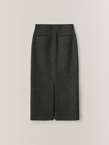 Wool Twill Maxi Skirt_Charcoal
