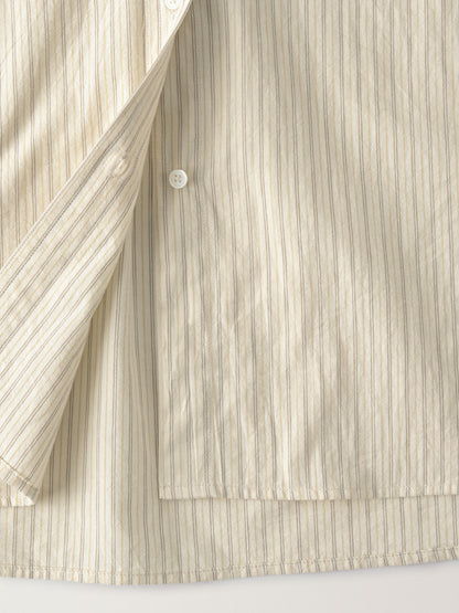 Stripe Cropped Shirt_cream