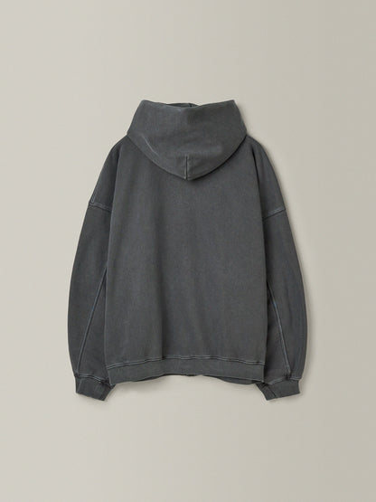 Oversized Fit Pigment Zip-Up Hoodie_blue grey