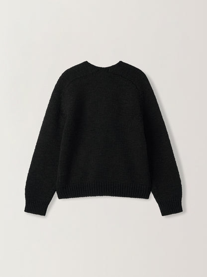 Textured V-neck Knit_black