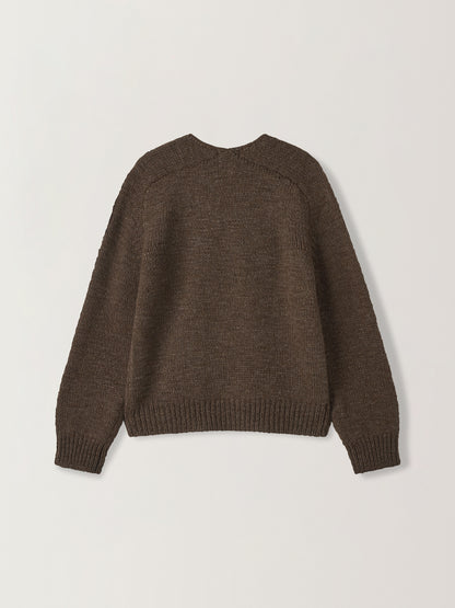 Textured V-neck Knit_brown