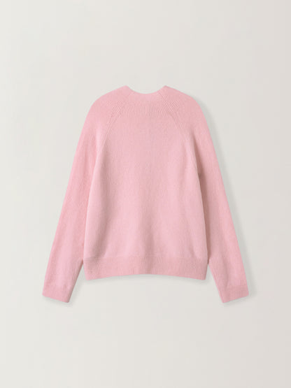 High-neck button knit_pink