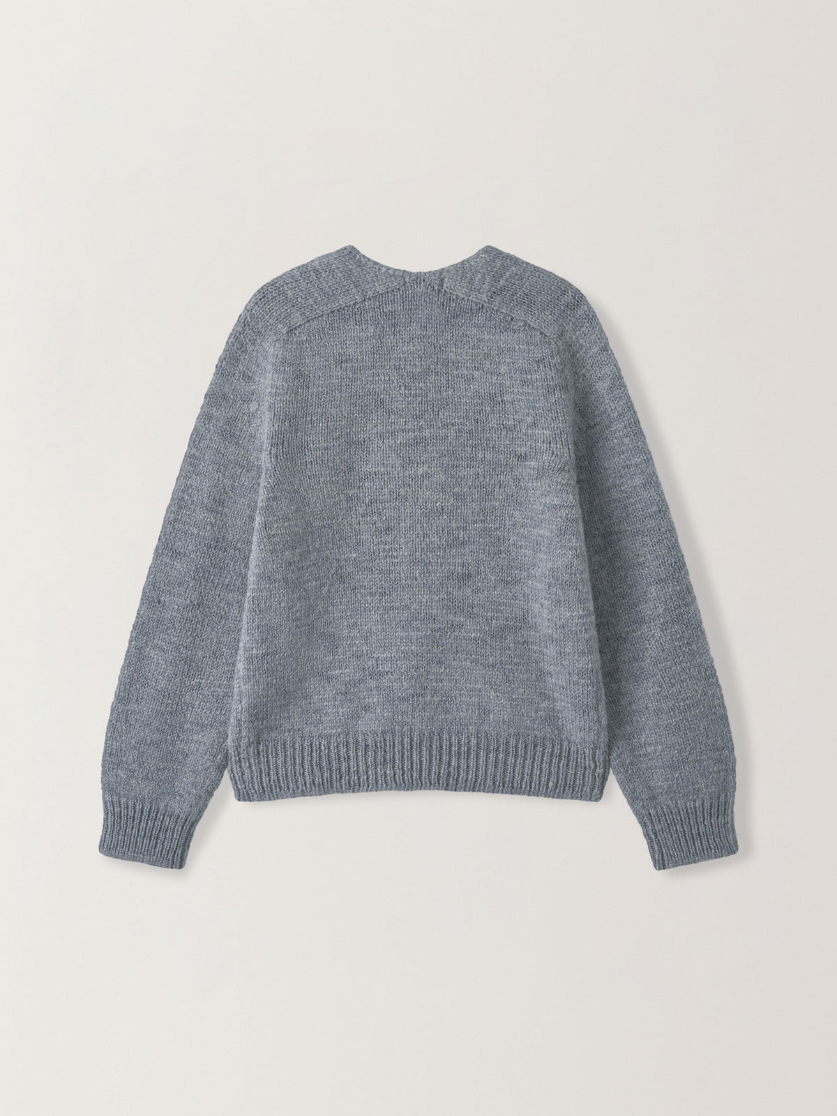 Textured V-neck Knit_grey blue
