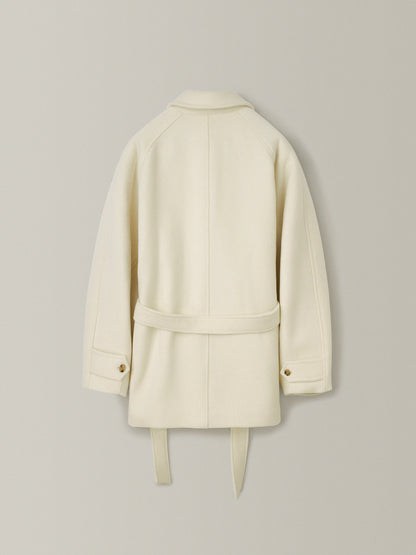 Cashmere Belted Half Coat_ivory