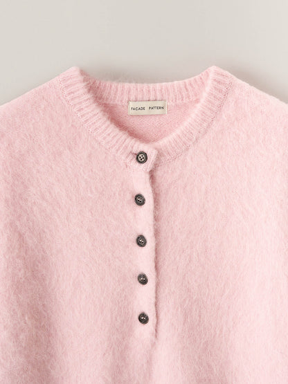 Alpaca Henley Neck Sweater_pink