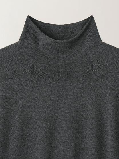 [11/25 Pre-order] Merino Wool Mock Neck Knit_charcoal