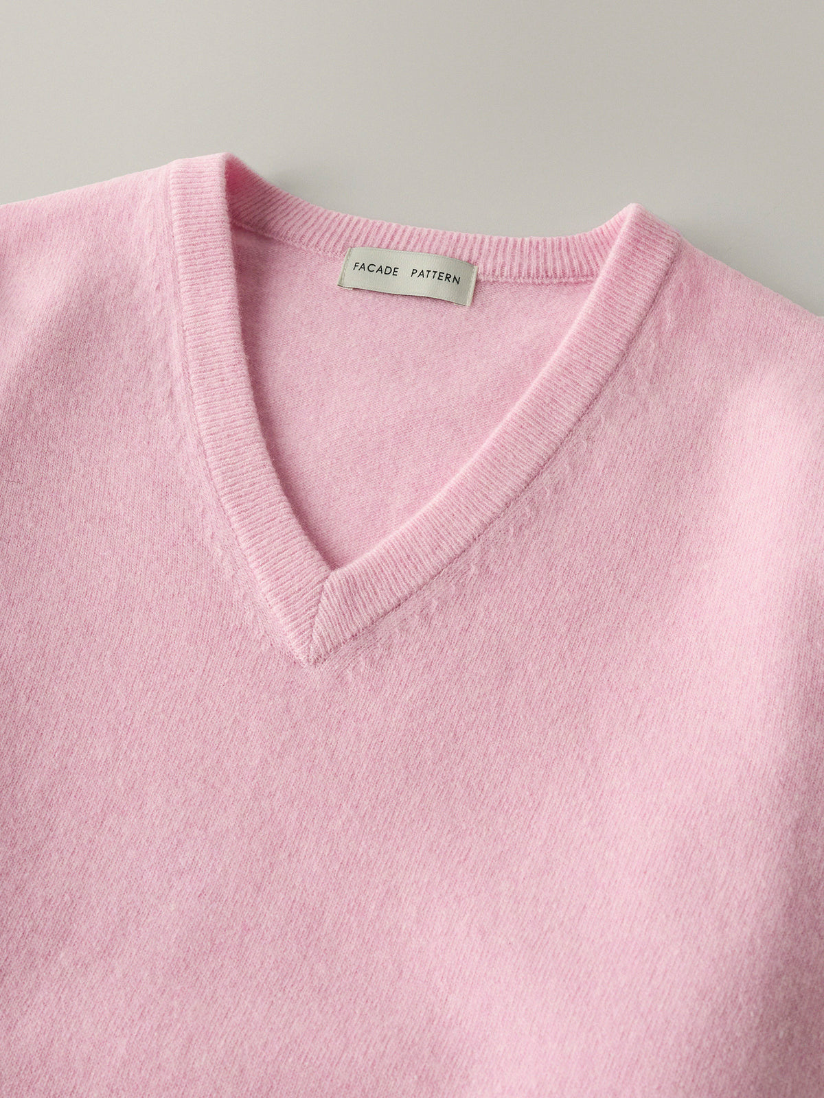 Essential V-neck Knit_fog pink