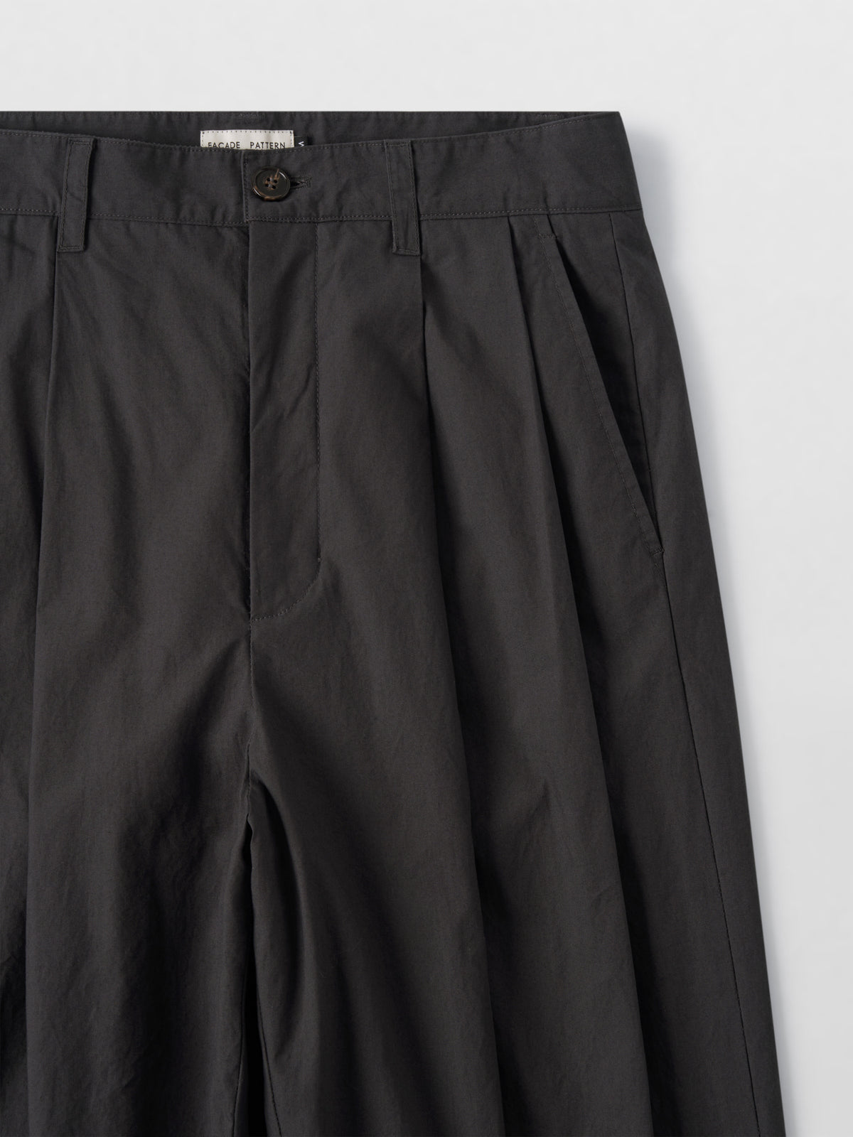 Vintage Cotton Two-Tuck Wide Pants_charcoal