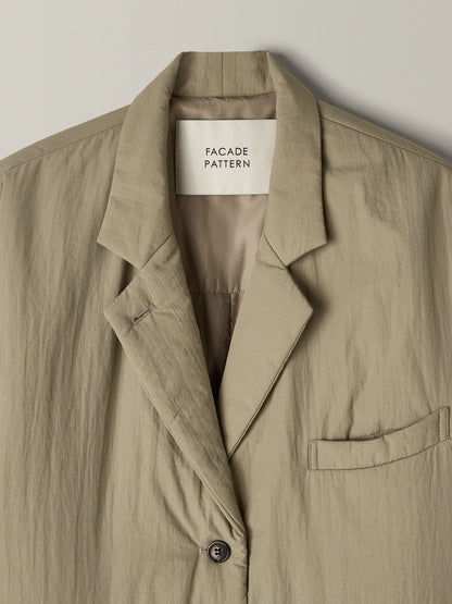 Padded Curved-Sleeve Blazer_mocha