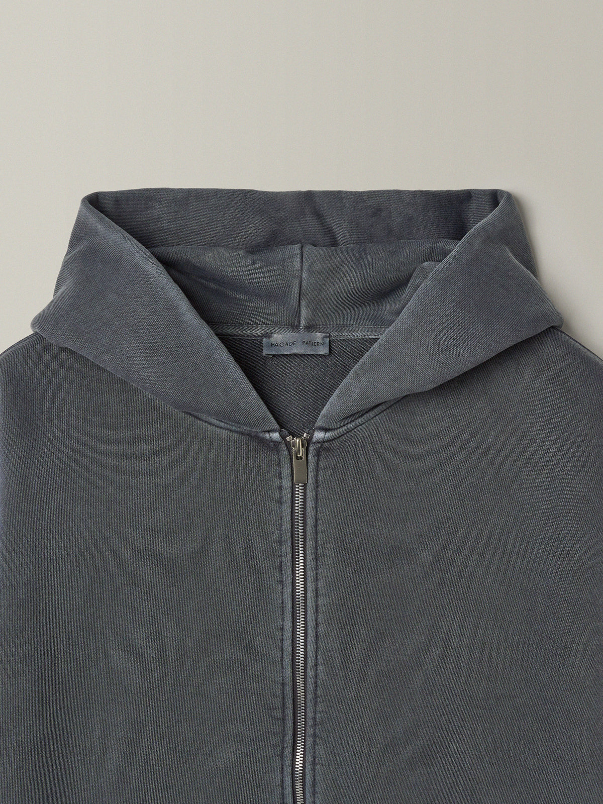 Oversized Fit Pigment Zip-Up Hoodie_blue grey