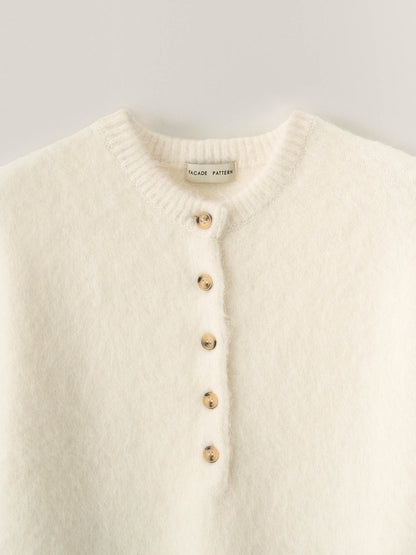 Alpaca Henley Neck Sweater_ivory