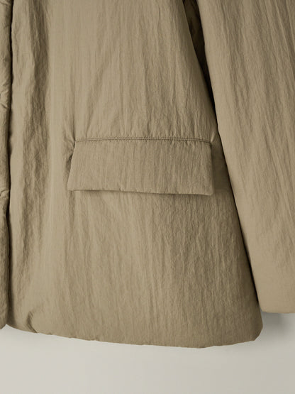 Padded Curved-Sleeve Blazer_mocha