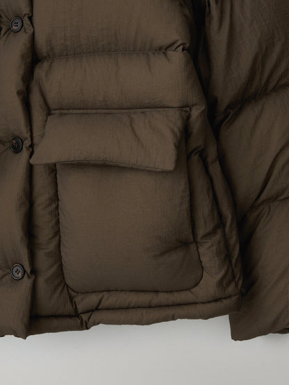 Goose down button puffer_brown