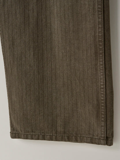 Striped Straight Denim_khaki