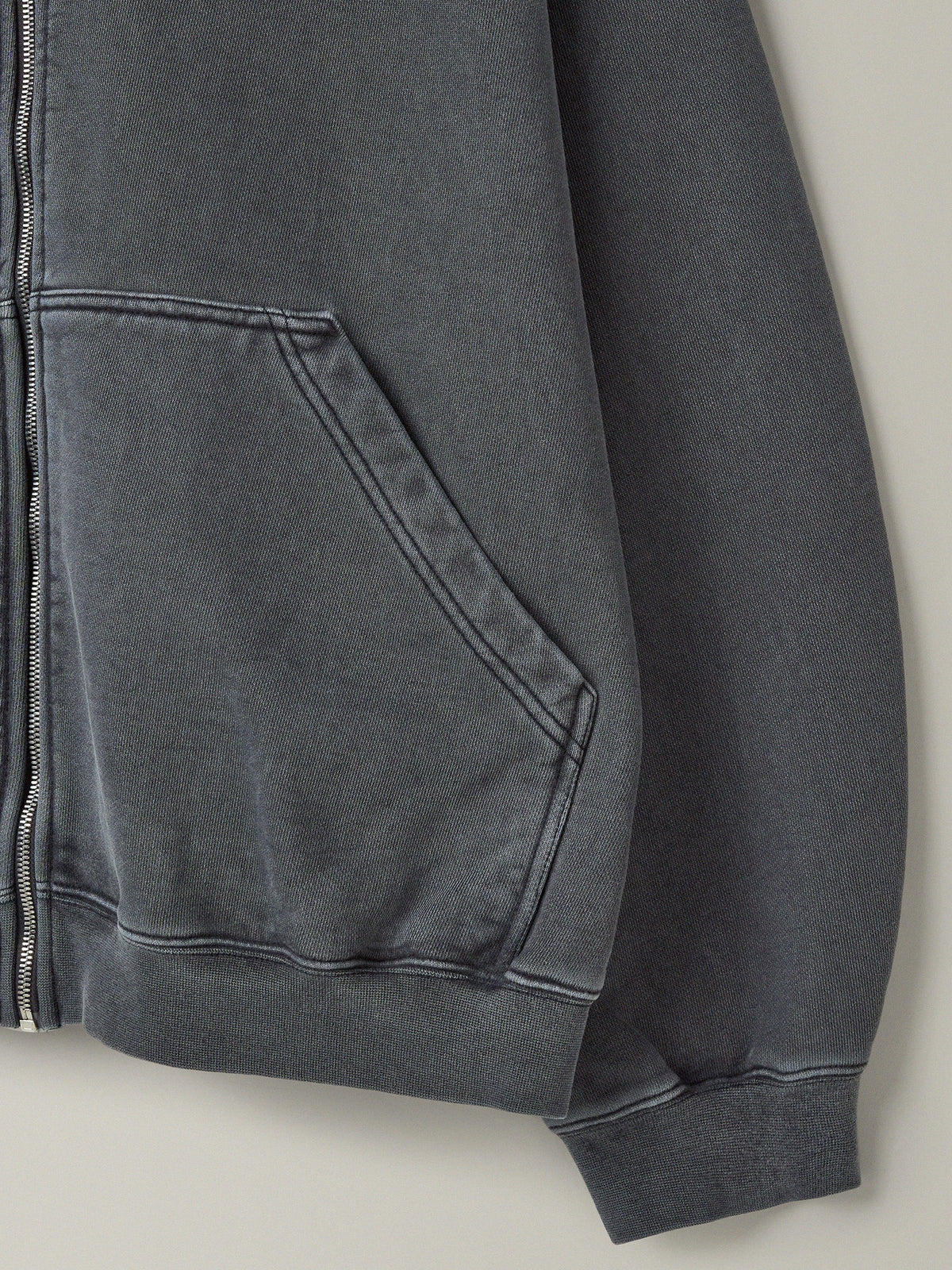 Oversized Fit Pigment Zip-Up Hoodie_blue grey