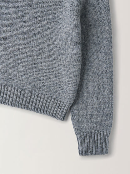 Textured V-neck Knit_grey blue