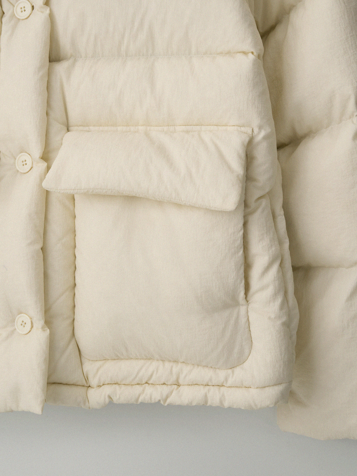 Goose down button puffer_ivory