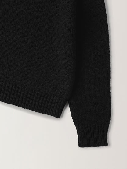 Textured V-neck Knit_black