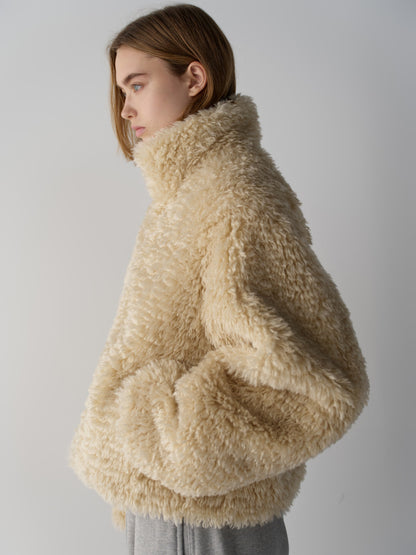 High-neck fur jumper_cream