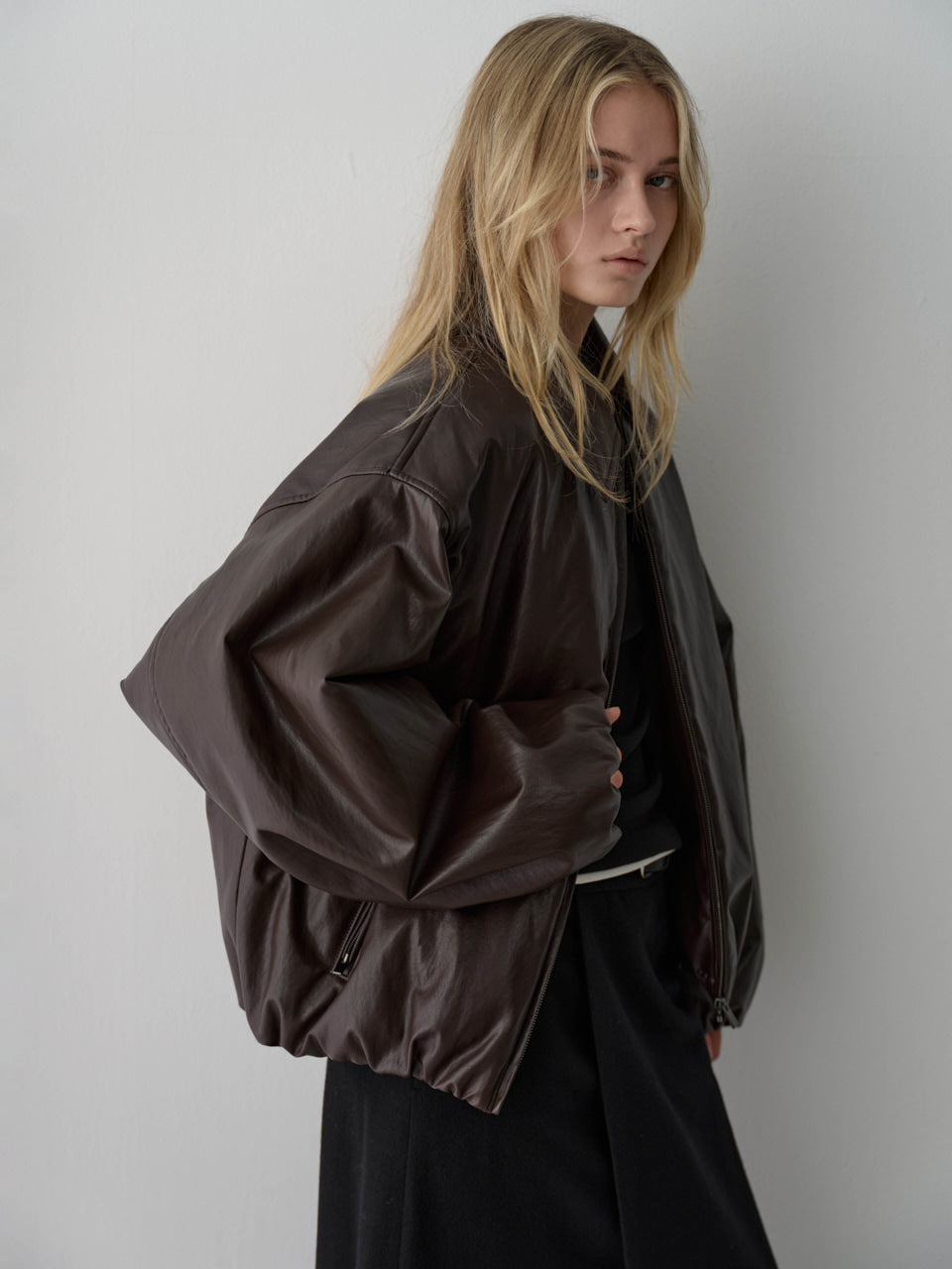 Leather Bomber Jacket_brown