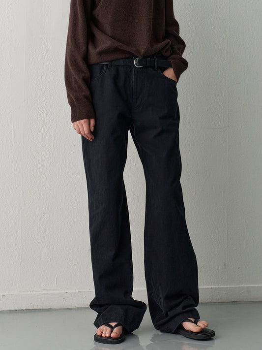 Mid-Rise Cotton Pants_black