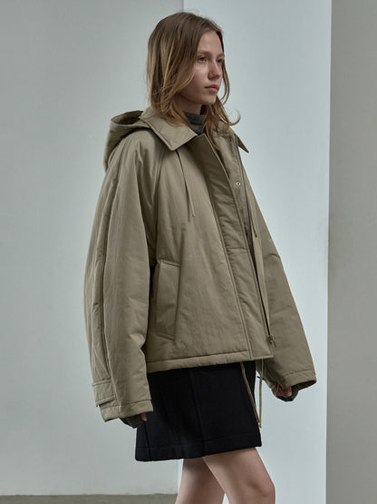 Minimal Hooded Padded Jacket_beige