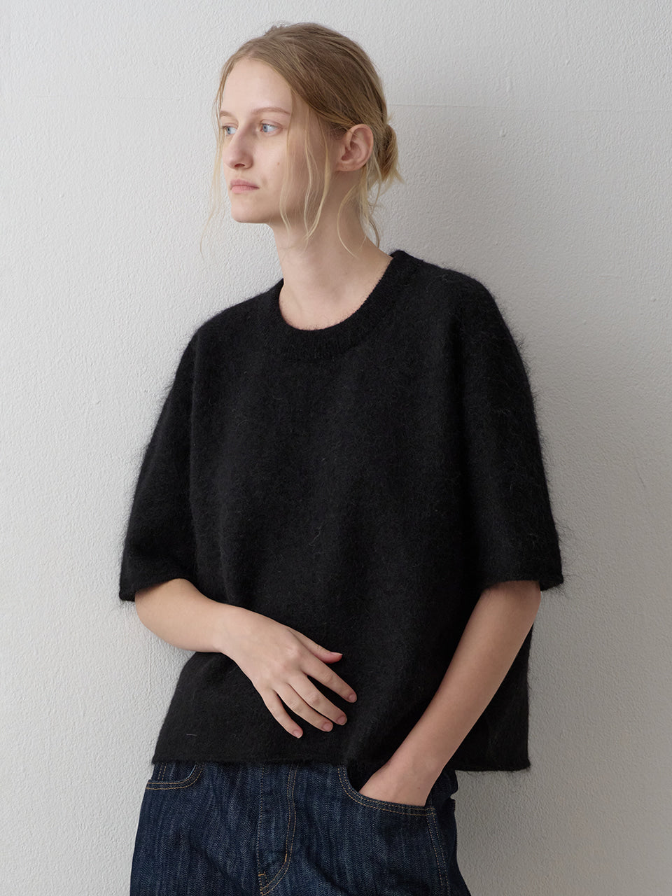 Mohair Half Sleeve Sweater_black