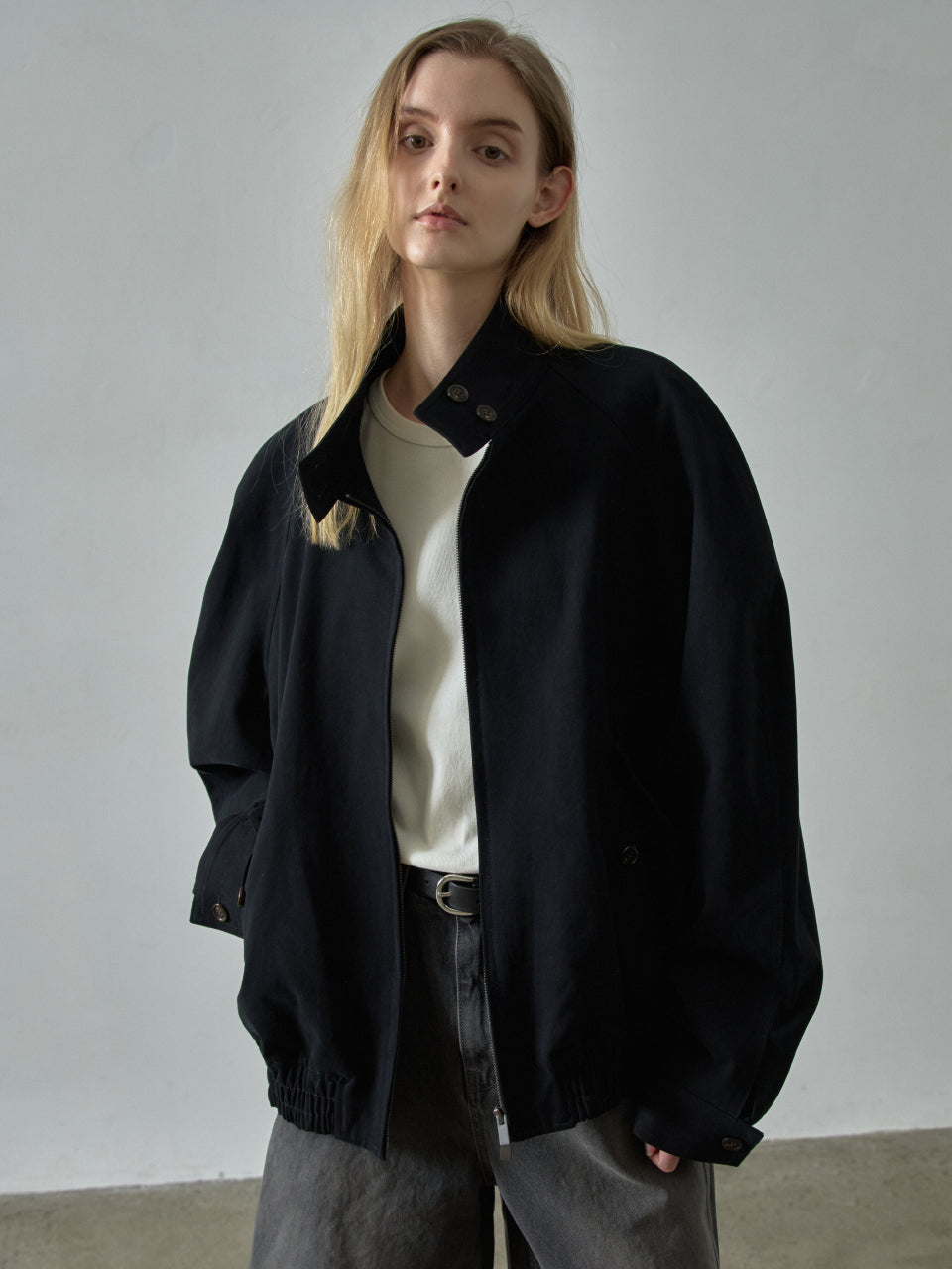 Oversized Fit Cotton Blouson_black