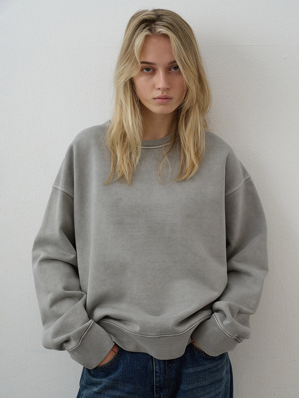Oversized Fit Pigment Sweatshirt_grey