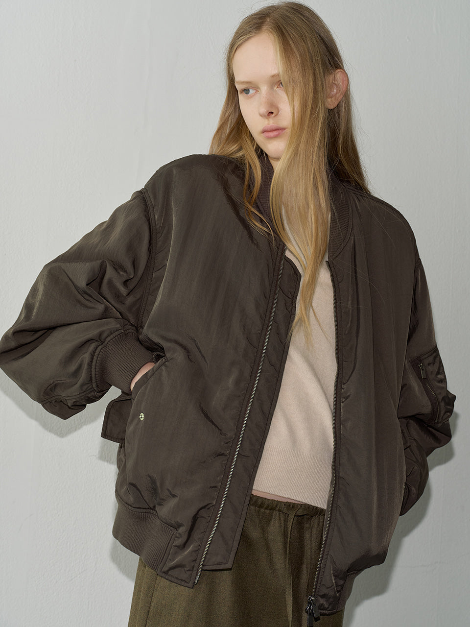 Oversized Bomber Jacket_brown