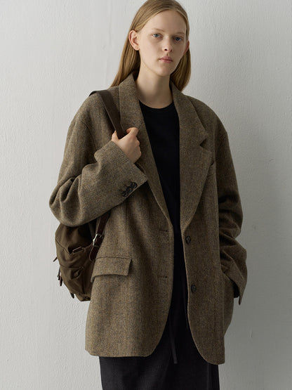 Shetland Wool Jacket_multi brown
