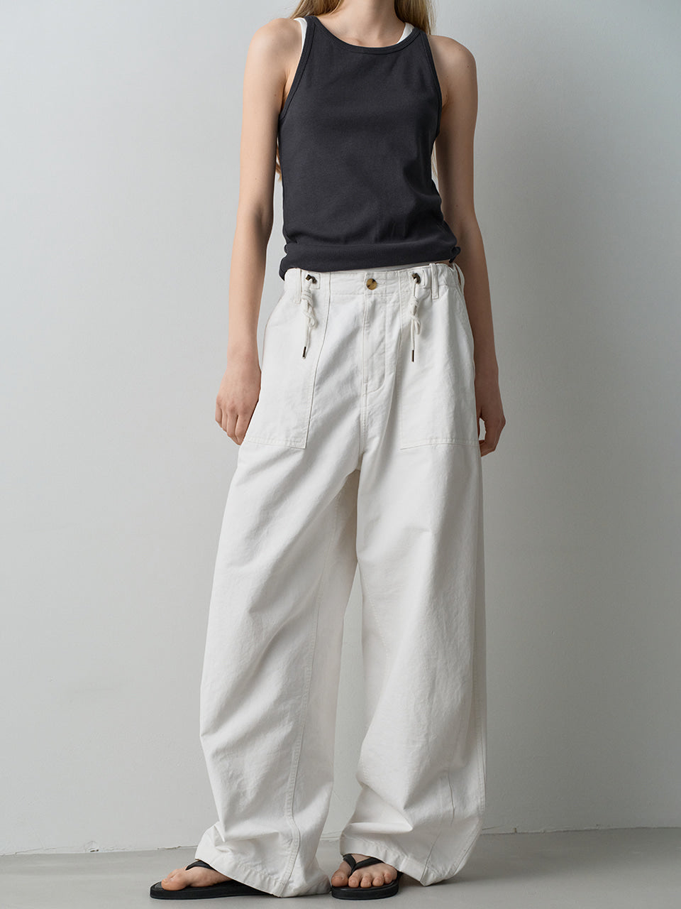 String Fatigue Pants_white