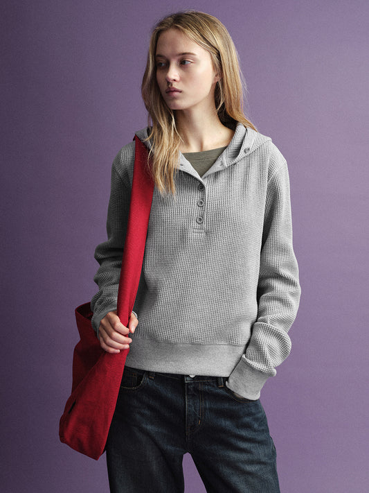 Textured Hooded Sweatshirt_3color