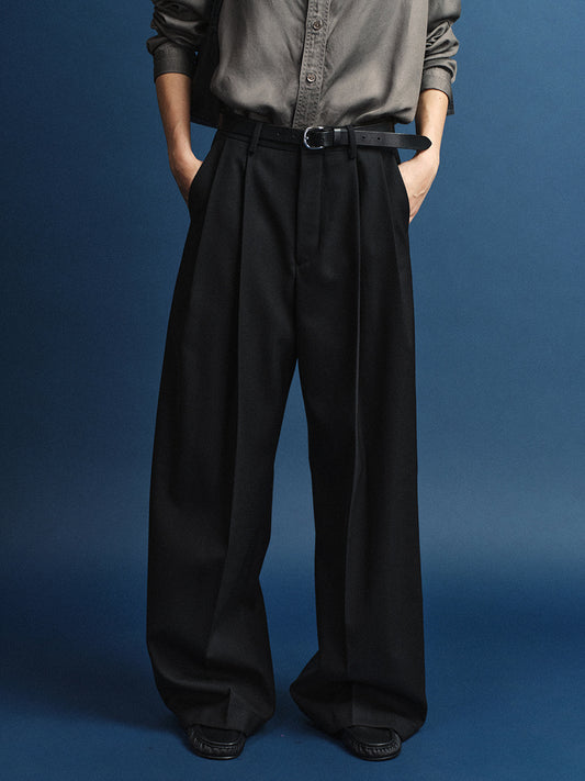 Timeless Double-Pleat Wide Pants_black
