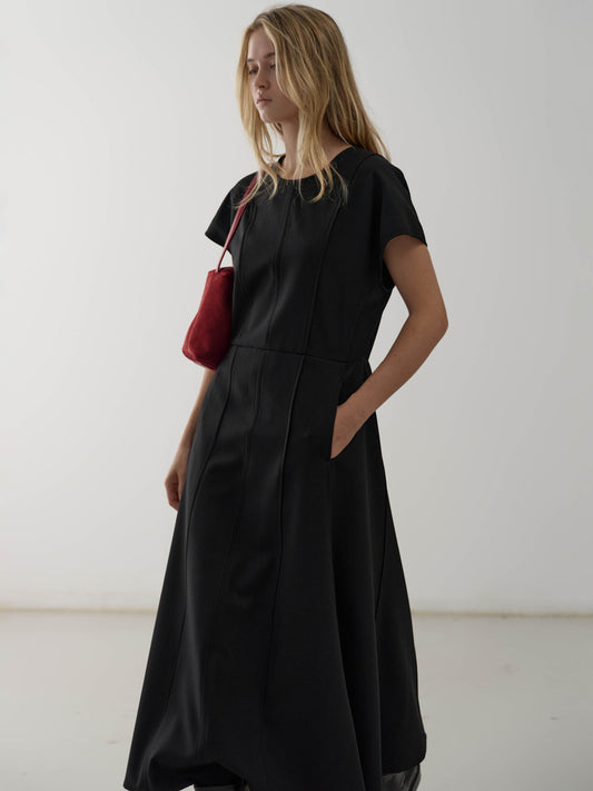 Timeless Wool Pintuck Dress_black
