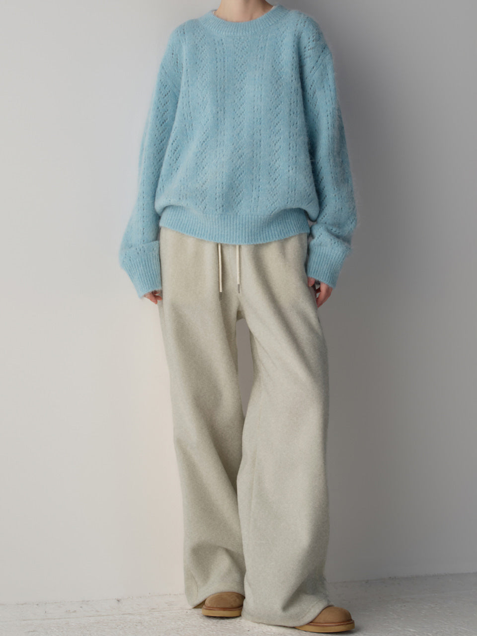 Wool Fleece Banding Pants_oatmeal