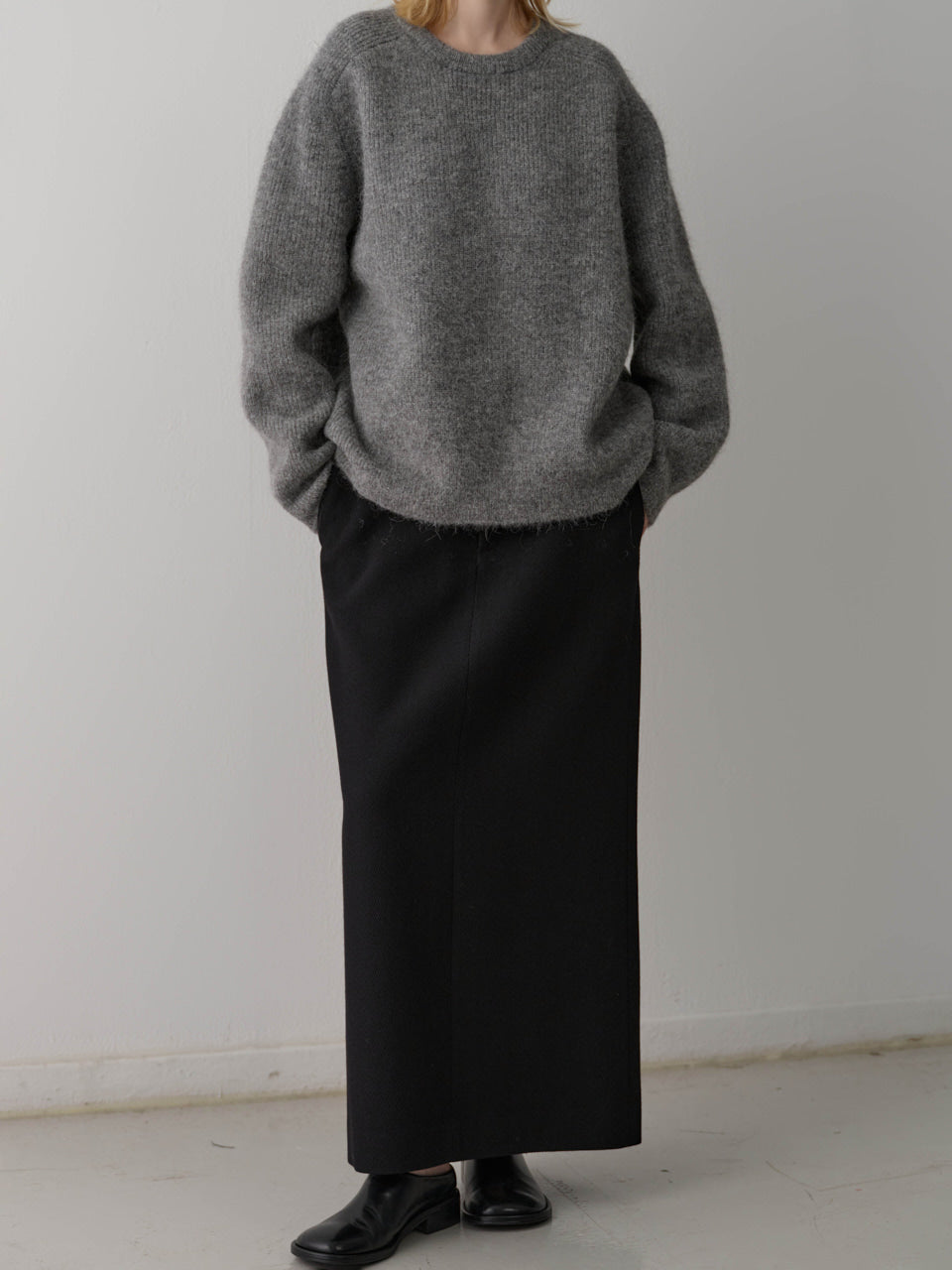 Wool Twill Maxi Skirt_black