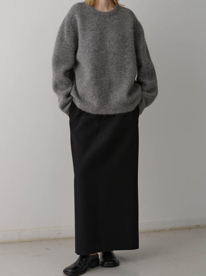 Wool Twill Maxi Skirt_black