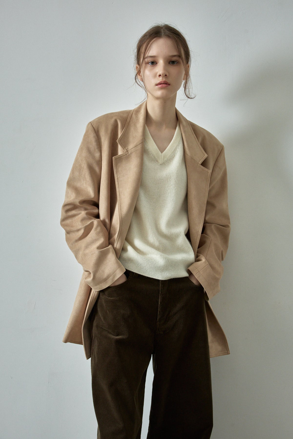 Essential V-neck Knit_ivory