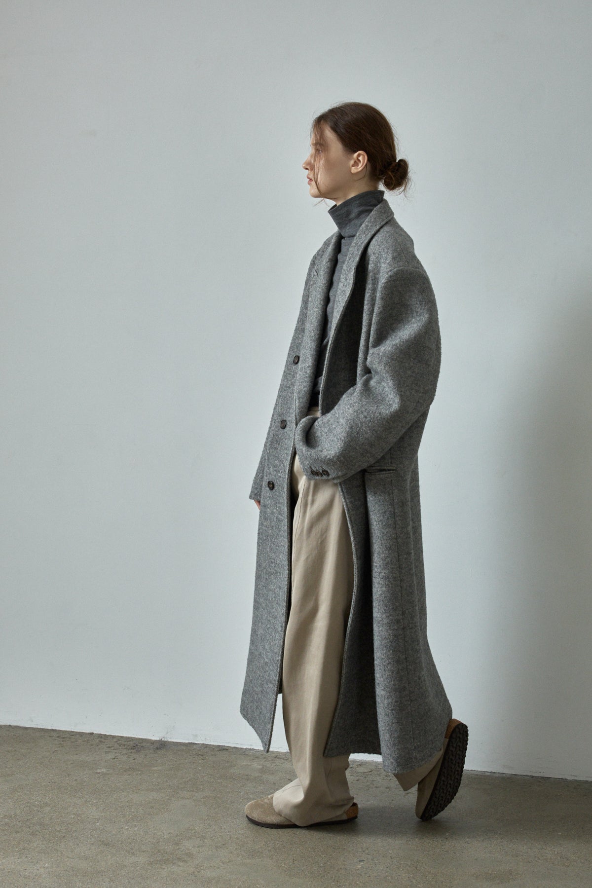 Curved Cotton Pants_olive beige
