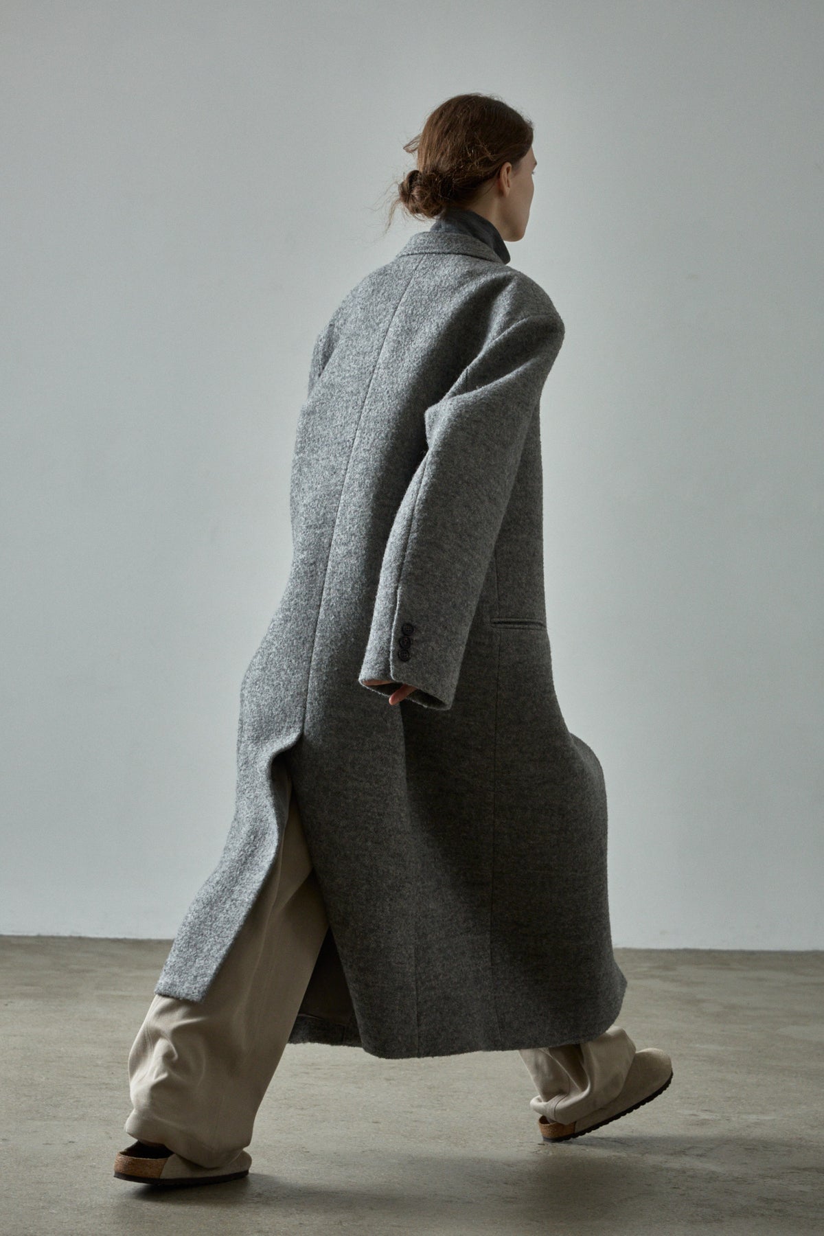 Curved Cotton Pants_olive beige