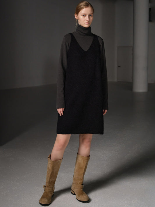 Alpaca Sleeveless Mini Dress_black